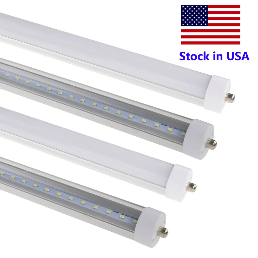 8 Ayak LED Ampul Işık T8 8ft LED Tek Pin FA8 V Şekilli SMD2835 100LM/W LED Floresan Tüp Lamba ABD'de Stok