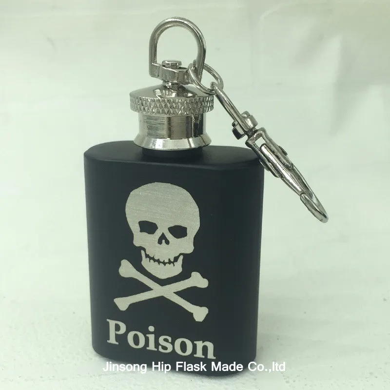 1 oz skull stainless steel hip flask