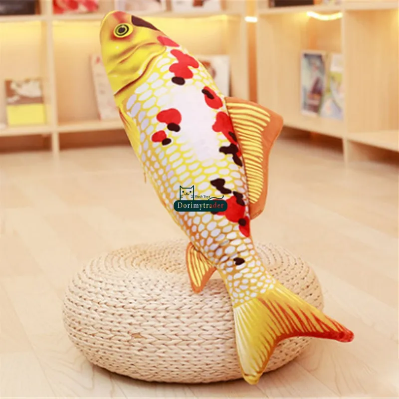 Dorimytrader 135cm大型模擬動物鯉魚豪華なおもちゃの柔らかい魚の動物枕人形53インチギフト装飾Dy61692