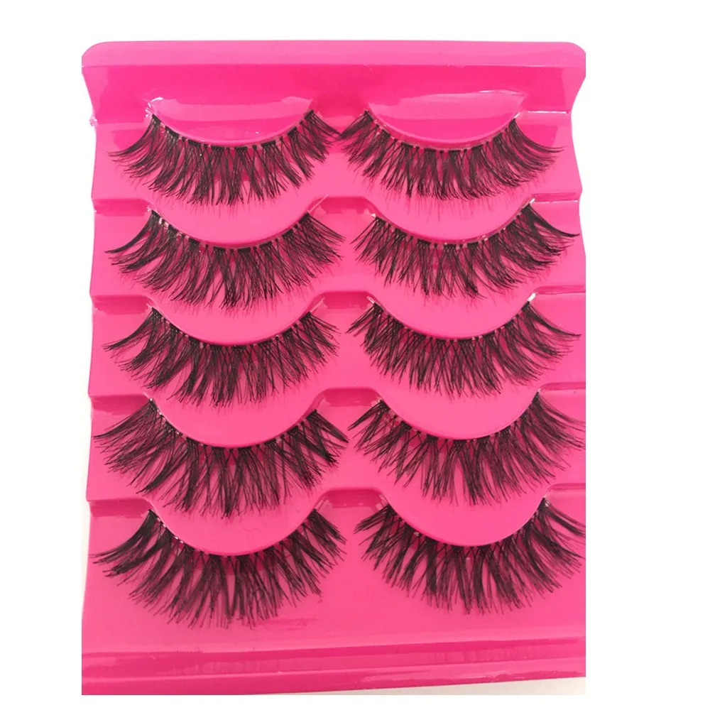 Cross Messy False Eyelash 5 Pairs Natural Long Fake Eyelashes Handmade Makeup Tools Accessories Colorful Package Box