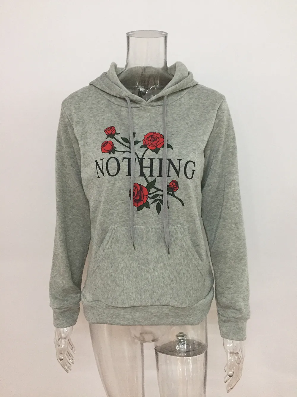 Sweats à capuche pour femmes Sweatshirts RIEN Imprimé Rose Fleur Broderie Manches Longues Blanc Gris Taille S M L XL Veste à capuche Manteau Femmes