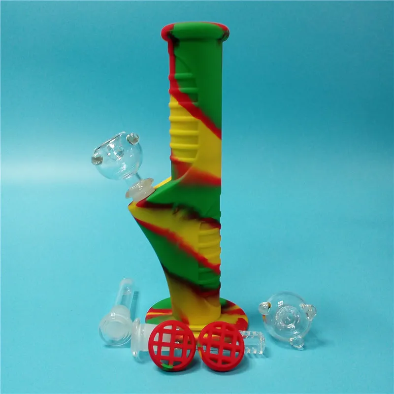 Rasta 미니 실리콘 물 봉 14mm 유리 세트 물 파이프와 10 색상 깨지지 않는 봉 Bubbler 파이프