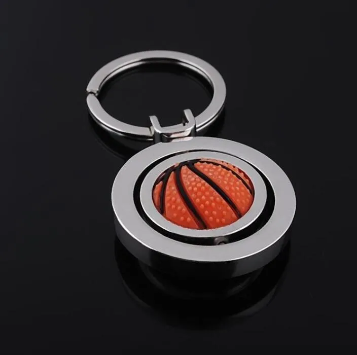 Ny roterande golf basketboll fotboll nyckel kedja nyckel ring minne gåva presentanpassning kr029 nyckelringar blandar order 20 stycken mycket