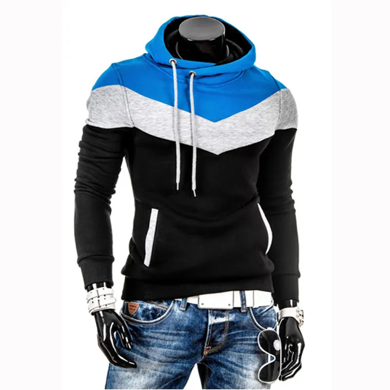 Hoodies moda homens streetwear 2016 designer Casual Hoodie camisola de manga comprida com capuz casaco slim Fit Patchwork outono pullover moletom com capuz