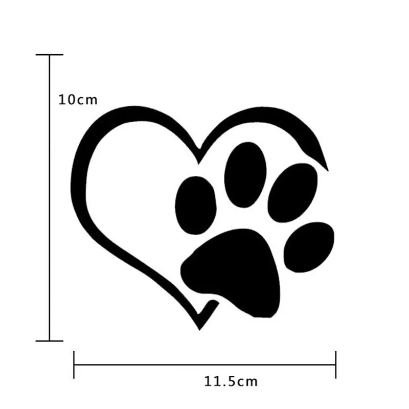 Brand New Car Paster 11 5cm 10cm Heart Form Cat Paw Decal Heart Form Dog Footprints Stickers Heart Shape Bear Paw Paster290a