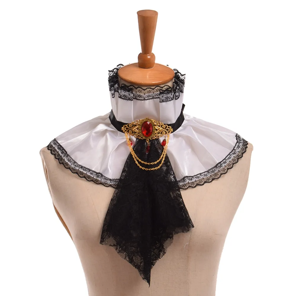 Steampunk Neck Ruff Retro Unisex Renaissance Vampire Style Lady Gentleman Jabot Goth Victorian Detachable Collar Cosplay Accessory