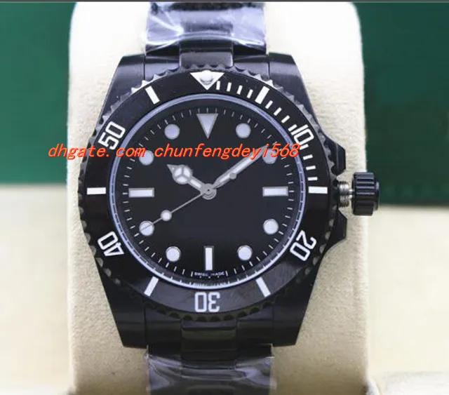 New Top Quality Luxury Wristwatch No-D 114060 Steel Black Ceramic Watch Black PVD Finish 40mm Automatic Mechanical Men Watches New Arrival