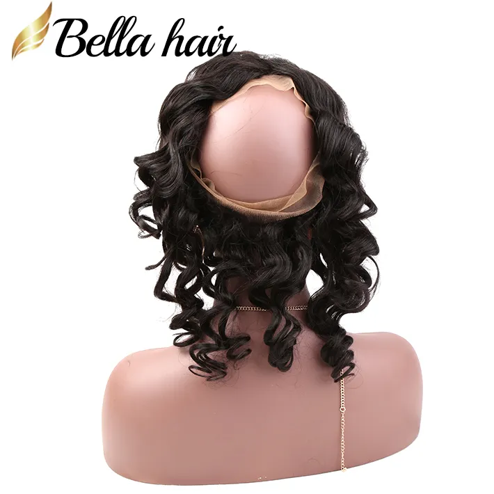 Facos de cabelo virgens brasileiros com 360 extensões de cabelo humano de onda solta 360 tramas e frontais de renda Bellahair