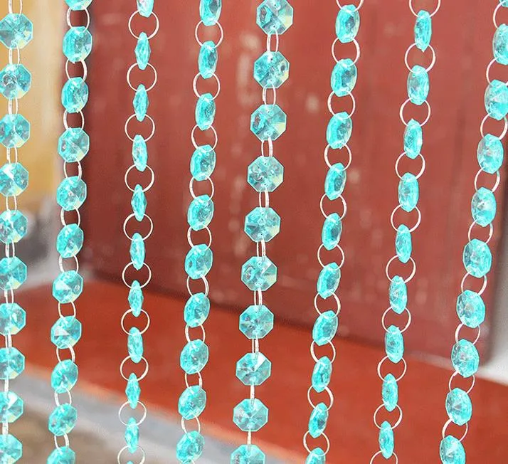 14 mm kristallklar akryl hängande pärlor Kedja silverfärgad ring Garland Gardin Ljuskrona fest bröllop XMAS Träddekoration evenemangstillbehör