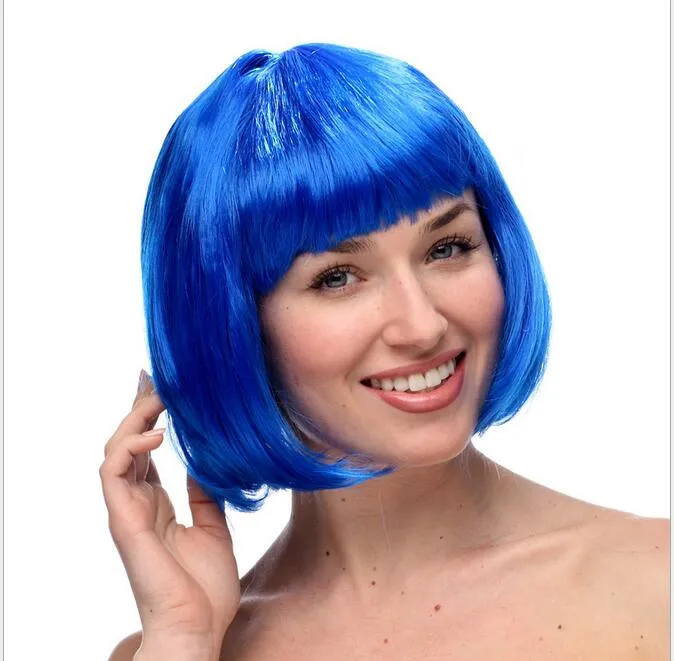 Modny Bob Styl Krótkie Party Wig Peruki 11 Kolory Halloween Boże Narodzenie Bob Krótki Peruka Wig Kobiety Kolorowe Włosy Peruki