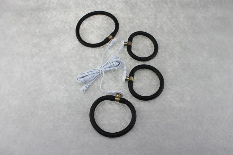 Brinquedos para masturbação sexual Cockrings Penis Extender Ampliação Choque elétrico Sexy Set Condutivo Estimulação elétrica Anéis penianos para homens