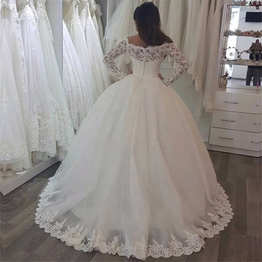 Hot Sale vestido de noiva Custom Made Bridal Dresses Wedding Gowns robe de mariage Western Ball Gown Lace Wedding Dresses 2019