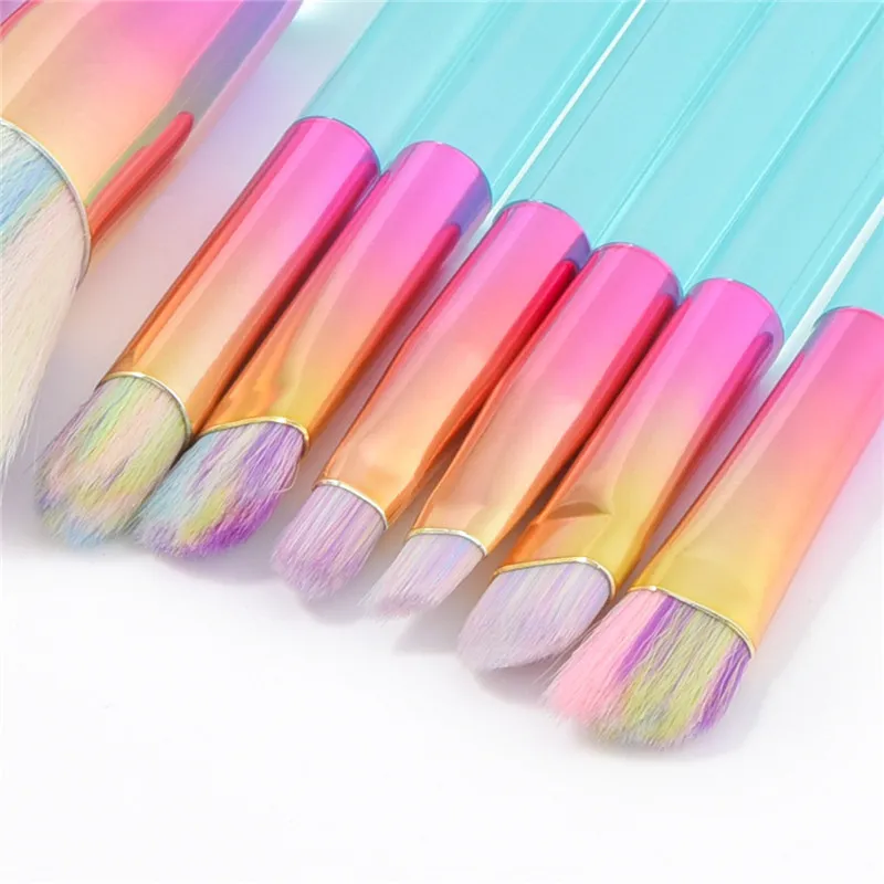 Set di pennelli trucco Cystal Rainbow Soft Hair Foundation Concealer Cosmetic Kabuki Make Up Brush kit Tools