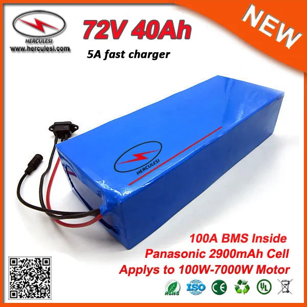 NMC Li-ion ebike batterij 72v 40Ah lithium batterij voor 72V 3000W 5000W 7000W controller Gebruik in 29PF-cellen + 5A-oplader