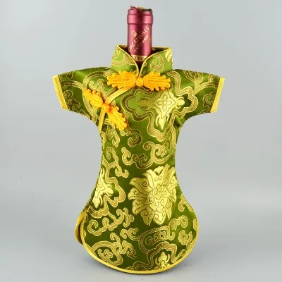 China Cheongsam Ethnische Weinflasche Cover Kleidung Silk Brokat Flasche Dekor Taschen Beutel Verpackungsbeutel