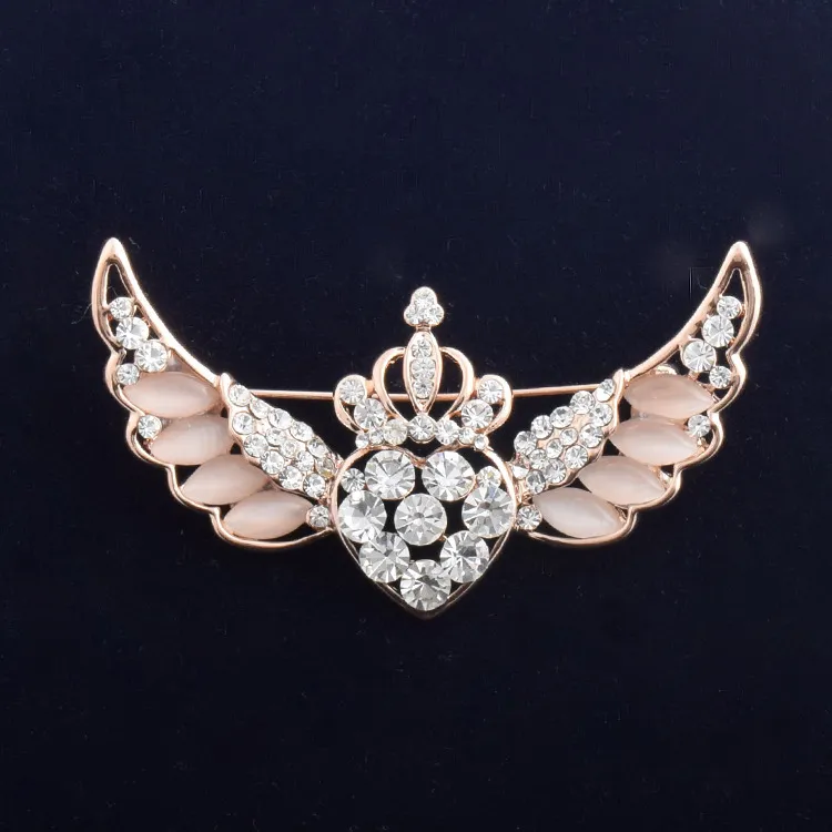 Vintage Rhinestone Broche Crown Opal Jóias Brooch Corquinho Corsage Para O Casamento Nupcial Convite Convite Pin Presente Pin