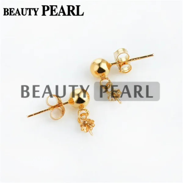 Wholesale 5mm Ball Gold Vermeil 925 Sterling Silver Ear Studs with Open Rings and Ear Nuts