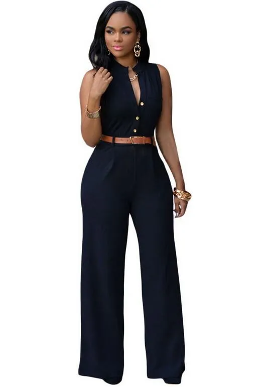 nice gift Women's Jumpsuits & Rompers Explosive round neck sleeveless somersault pants suit belt NJ024