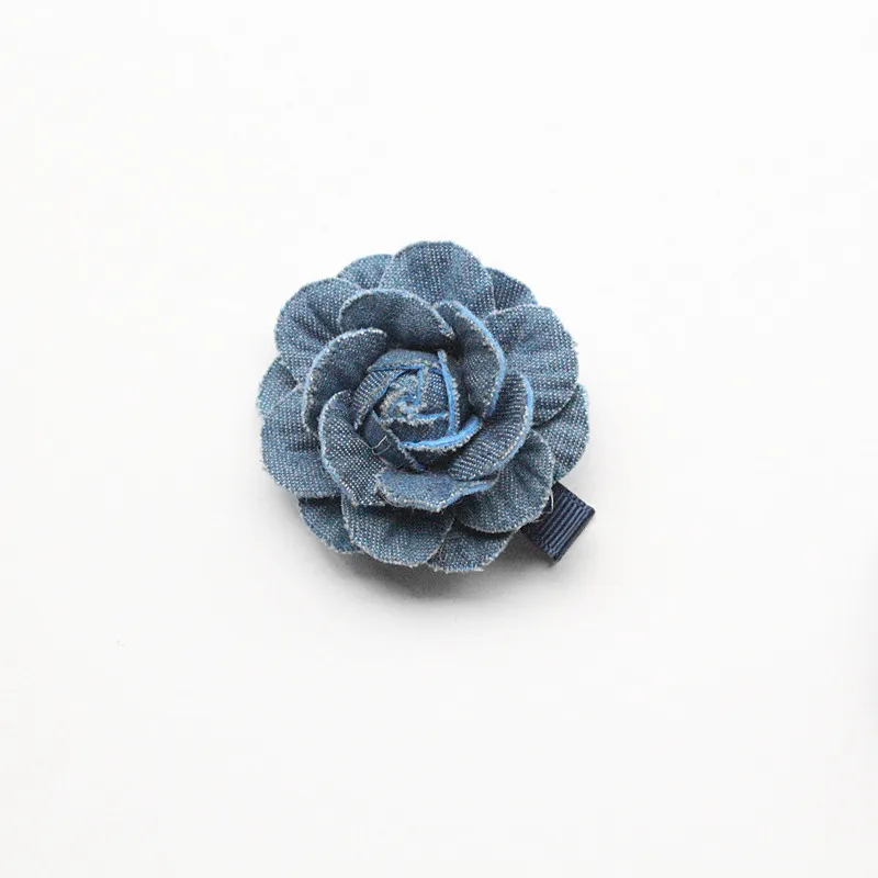 Top Qualität 16 teile/los Floral Haarschmuck Marineblau Kamelie Blume Baby Mädchen Haarnadeln Cowboy Material 5 CM Durchmesser Haarspangen