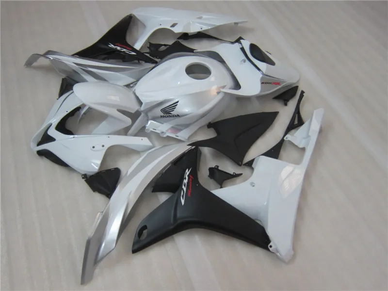 Enjeksiyon kalıplama ABS plastik kaporta kiti için Honda CBR600RR 07 08 beyaz siyah kaporta seti CBR600RR 2007 2008 OT26