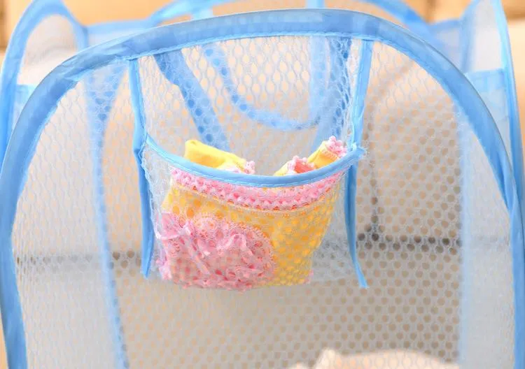 Foldable Mesh Laundry Basket Clothes Storage supplies Pop Up Washing Clothes Laundry Basket Bin Hamper Mesh Storage Bag SN29587249710