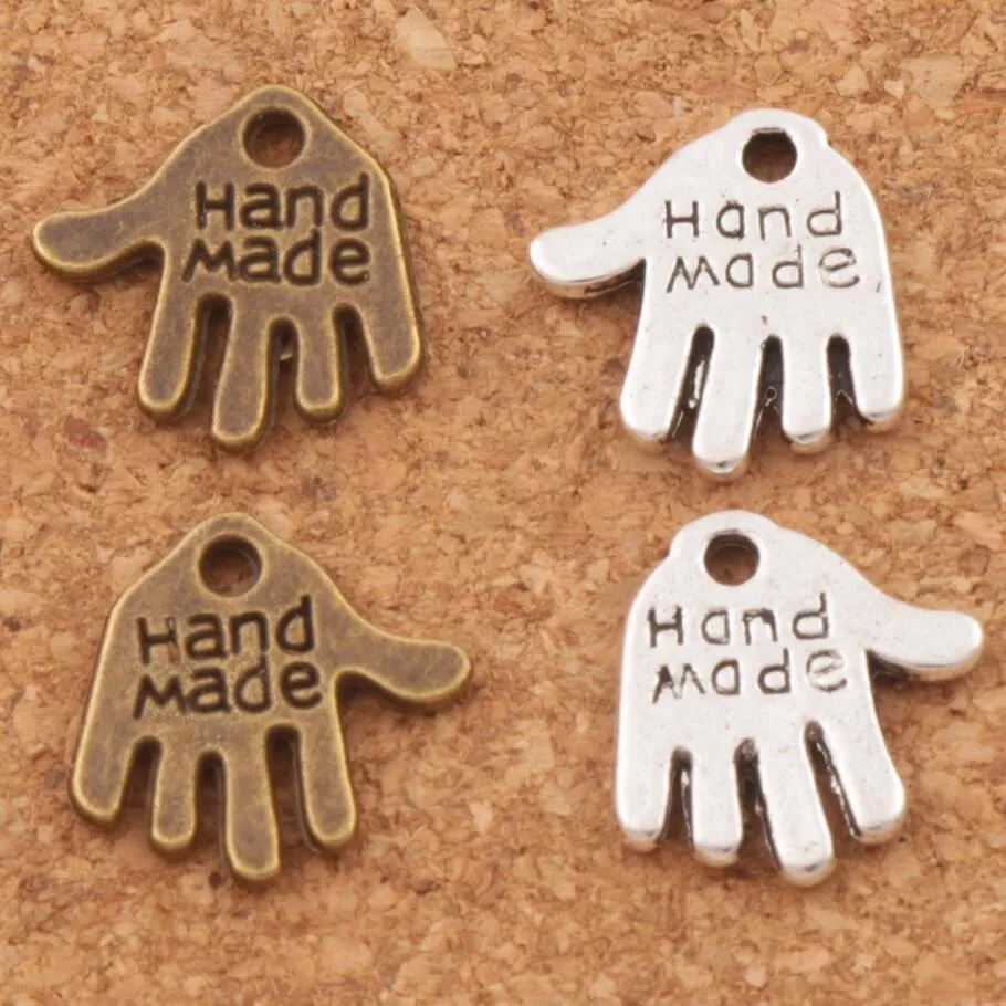 Handgemaakte Handen Charms Hangers 13x11mm 200 stks / partij Tibetaans Zilver / Brons Fit Armbanden Kettingen Sieraden DIY L370