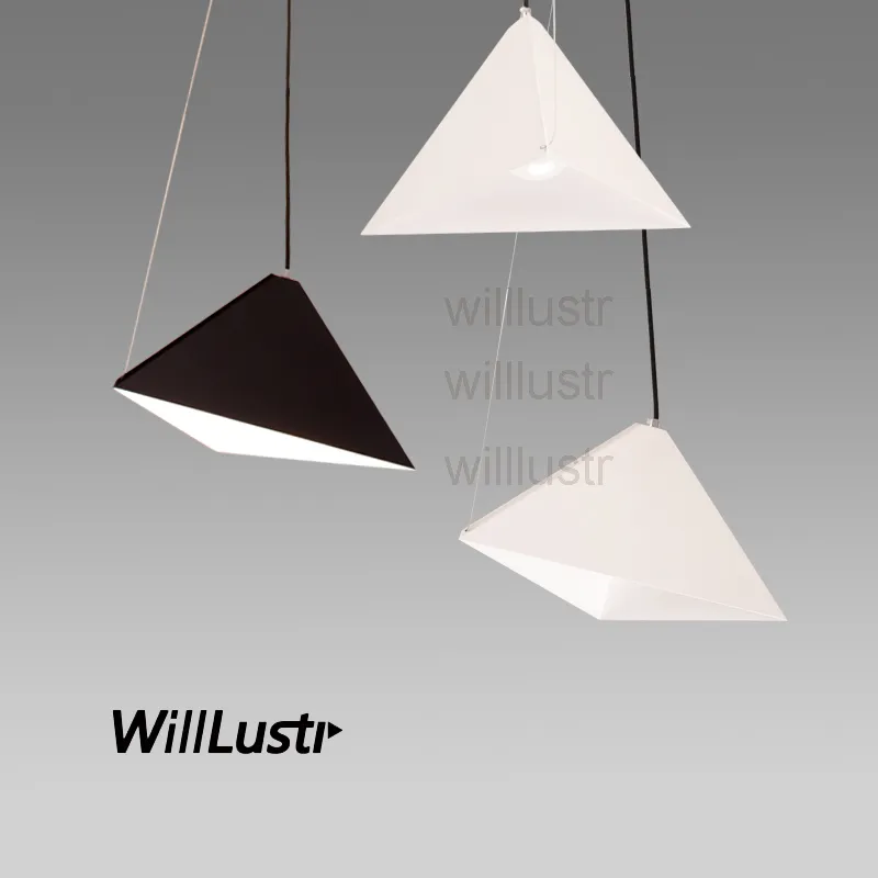 Willlustr triangular pyramid suspension lamp dinning room living room metal pendant light hotel hall restaurant hanging lighting