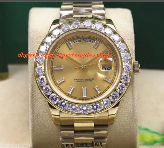 최고 품질 럭셔리 손목 시계 망 18k 옐로우 골드 남성 대형 다이아몬드 솔리드 다이아몬드 41MM 시계 자동 태엽 시계