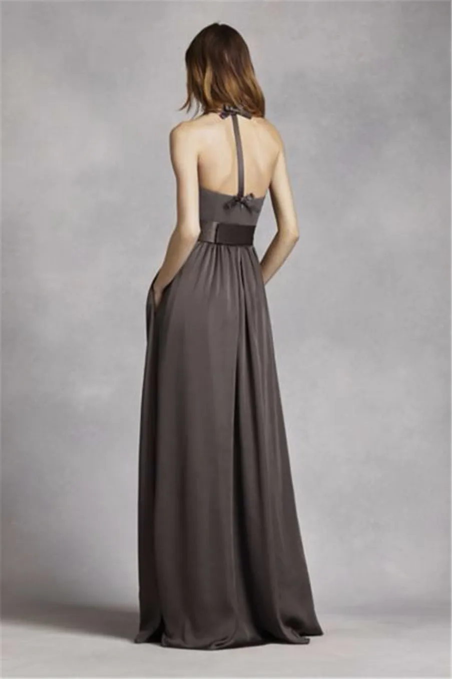 V Neck Halter Neckline Chiffon Front Slit Bridesmaid Dress VW360214 with Sash Wedding Party or Any Special Event7735638