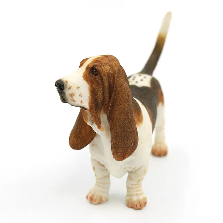 Artes e artesanato Estatueta - Escultura de filhote de cachorro de pé 6 polegadas Estátua de Basset Hound para os amantes do cão