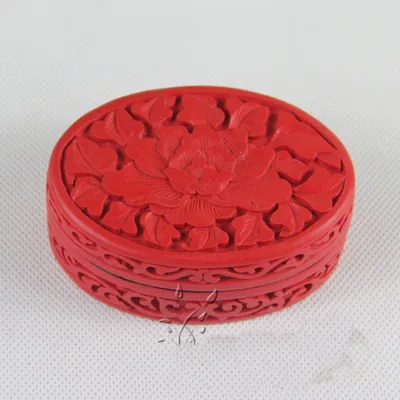 Venta al por mayor barato 8 estilo chino antiguo Cinnabar lacado tallado talla caja redonda