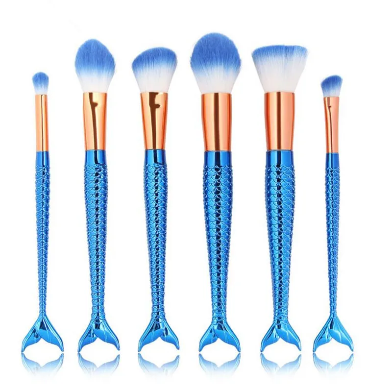 3D Colorful Mermaid Makeup Brushes Makeup Brushes Tech Professional Beauty Cosmetics Mermaid Tail Makeup Brushes Sets DHL free