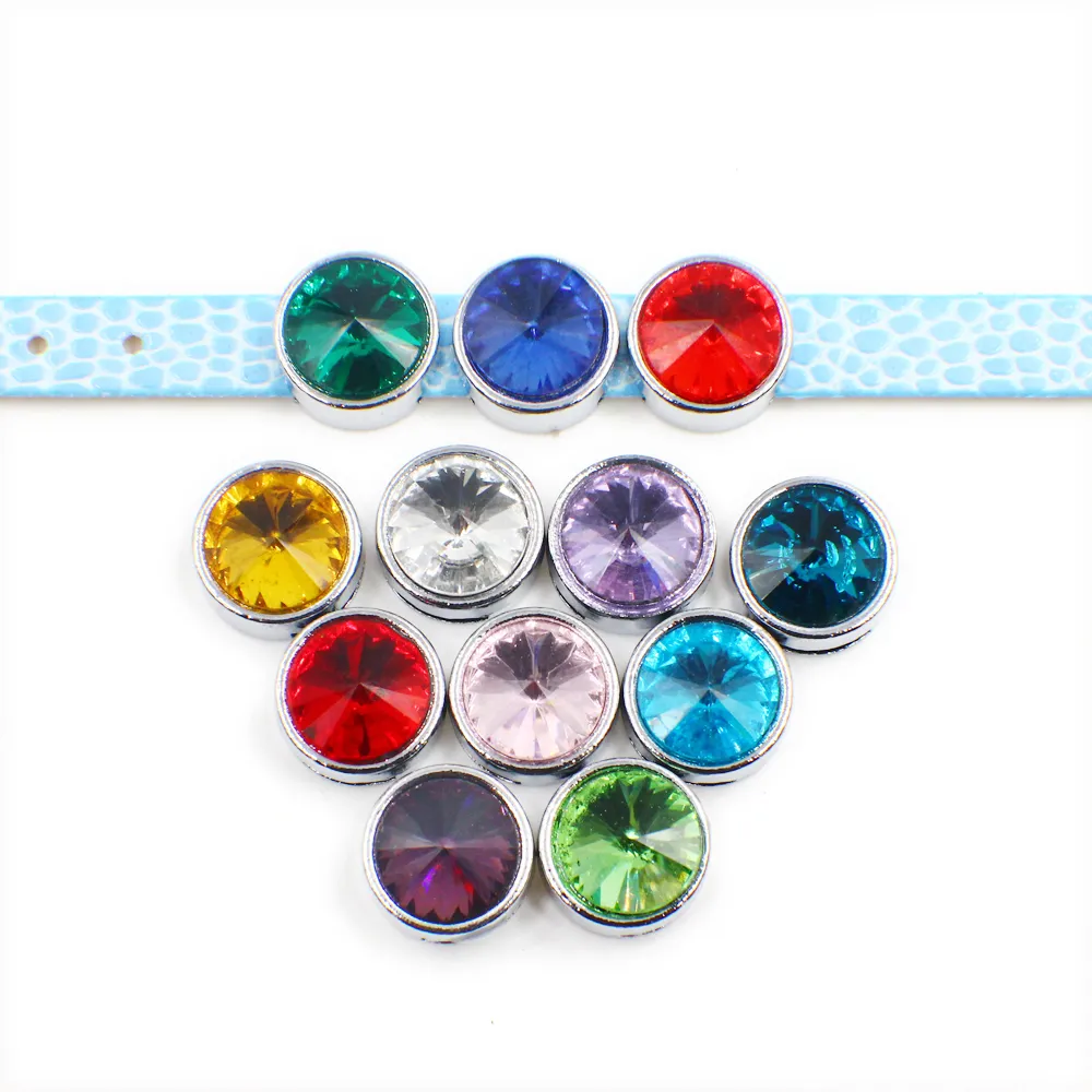 60pcs fascino fai da te birthstone rotondo 8mm charms per diapositive all'ingrosso SL359 SPEDIZIONE GRATUITA Dia.8mm interno misura 8mm banda come regalo di Natale