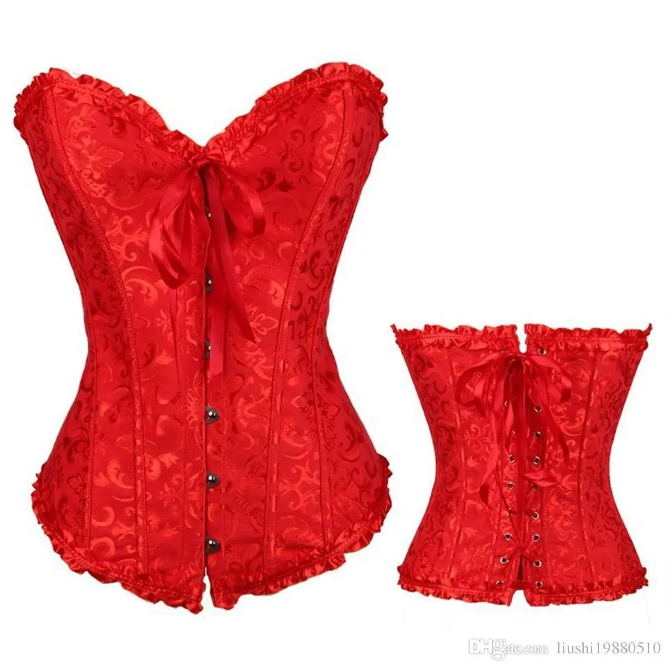 Envío Gratis Blanco Negro Rojo Sexy Mujeres Vestido de Novia Bustier Lencería Corselet Corset Body Shaper Fajas S M L XL XXL 3XL 4XL 5XL 6XL