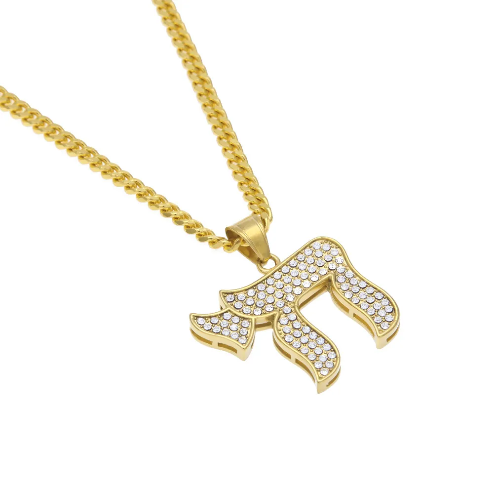 Le nouveau symbole juif CHAI en acier inoxydable PI, modélisation spéciale, pendentif exagéré, collier, approvisionnement à Long terme pour le Hip-Hop