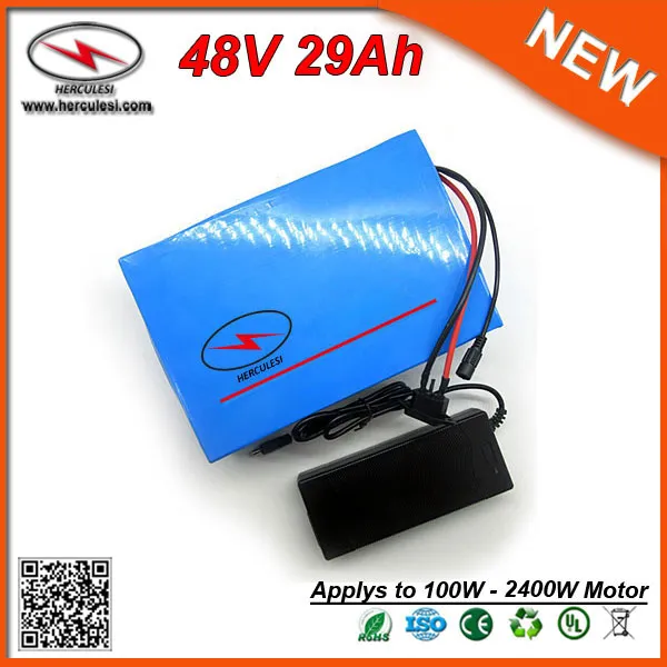 Powerful Electric Bike Lithium ion Battery 48V 29Ah for Motor 500W - 2400W with 2A Charger Free Shipping