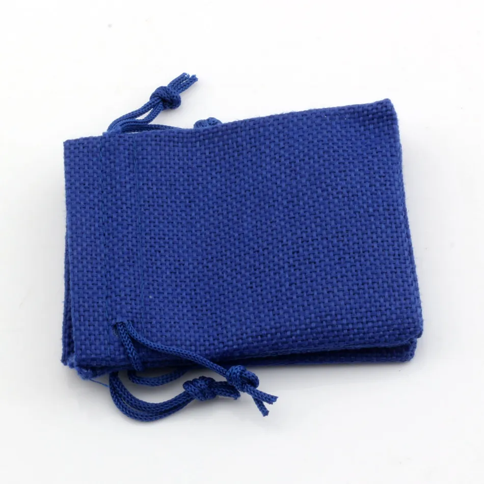 Linen Fabric Drawstring bags Candy Jewelry Gift Pouches Burlap Gift Jute bags 7x9cm / 10x14cm /13x18cm / 15x20cm  blue 