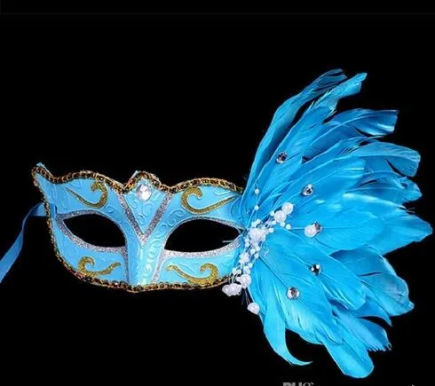 Masquerade Mask Christmas Barwiony Piór Maska Halloween Urodziny Party Damska Moda Maska Maska Wystawy Dostaw 10 Sztuk Darmowa Wysyłka