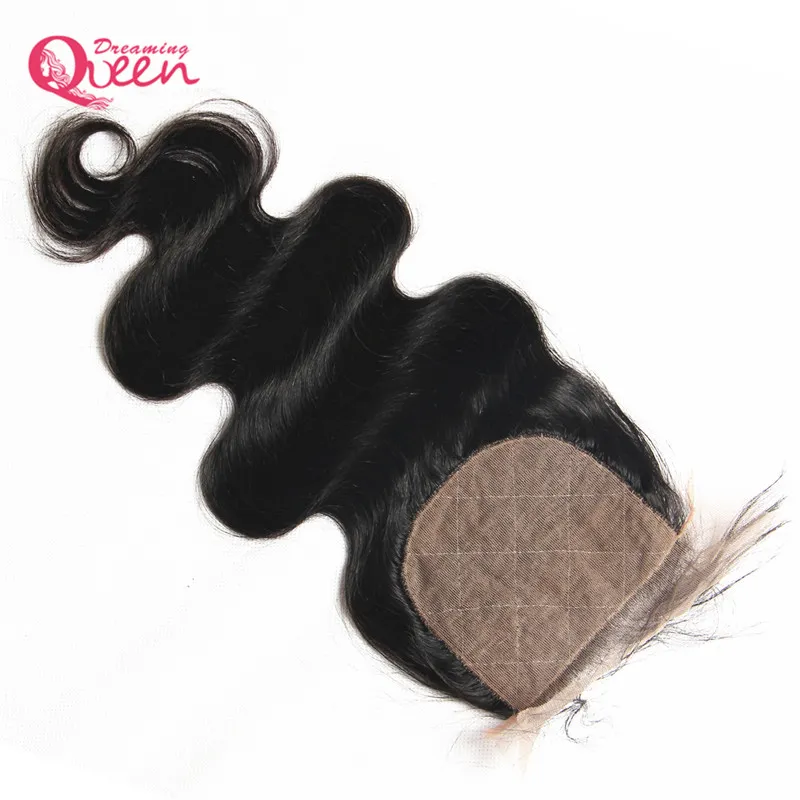 Braziliaanse Body Wave Silk Base Lace Sluiting Braziliaanse Maagdelijk Haar met Baby Haar 4x4 Zijde Sluiting Middenvrije Drie Deel Top Kant