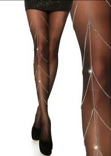 Sexy Damen-Bein-Bauchkette, 2-in-1-Silber/Gold, trendige Schmuckkette, Kristall-Körperkette