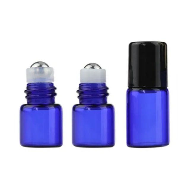 1ML Roll On Bottle Cobalt 1/4 Dram Rollon Stainless Steel Roller Ball Bottle Essential Oil Liquid fragrance