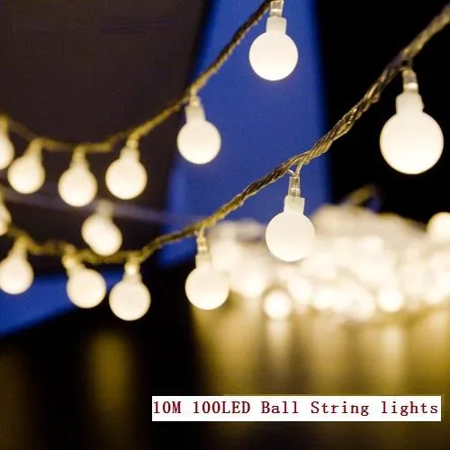 10m LED String Lights 100led Ball AC220V 110V Tatil Düğün Veranda Dekorasyon Lambası Festivali Noel Işıkları Açık Işık