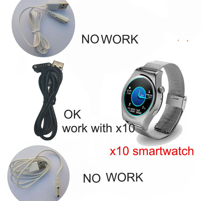 Oryginalny X10 Smartwatch Saat Saat Charge Kabel Kabel ładowarki Kabel ładowarki