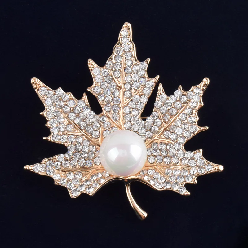 Vintage Rhinestone Broş Pin Altın-plaka Alaşım Inci Yaprak Takı Broş korsaj gelin düğün davetiyesi kostüm parti için elbise pin hediye