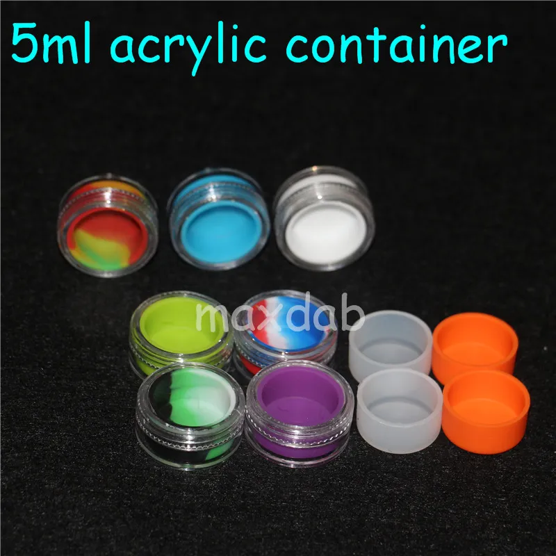 Clear plastic acrylic e liquid case wax holder box 5ml mini acrylic bho jars silicone jars dab wax vaporizer oil container silicon5117639