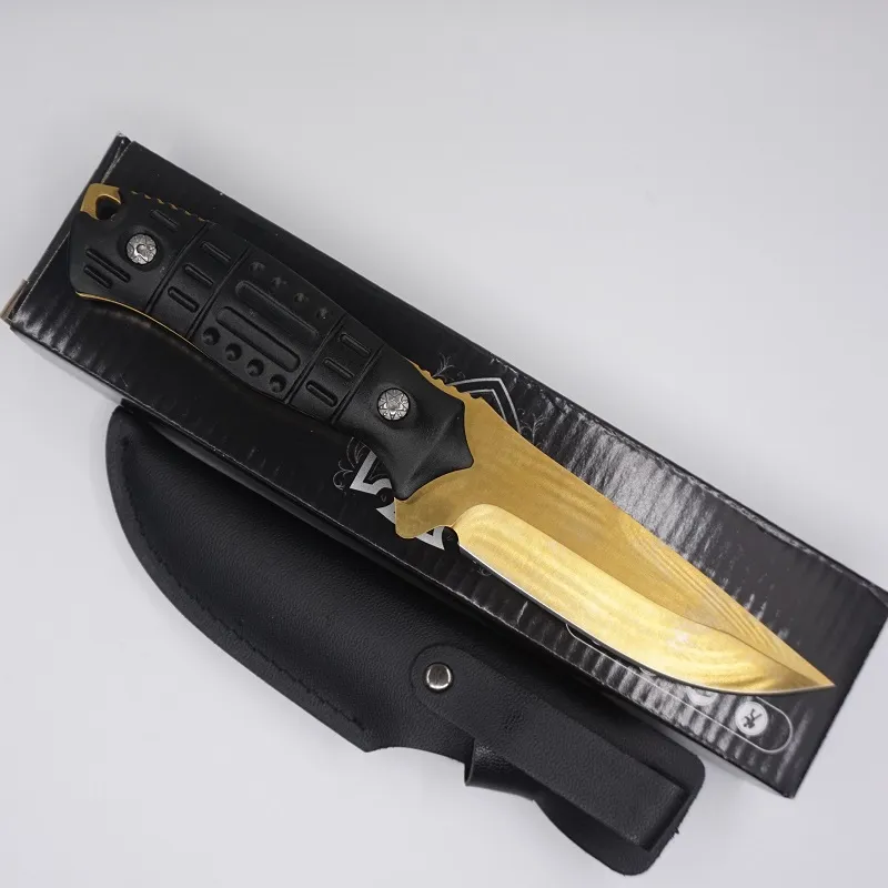 Powierzchnia pozłacany nóż ostrza prostych noży przetrwania łowiectwo turystyka nóż nóż EDC 5CR13 Ze stali nierdzewnej Multi Tool