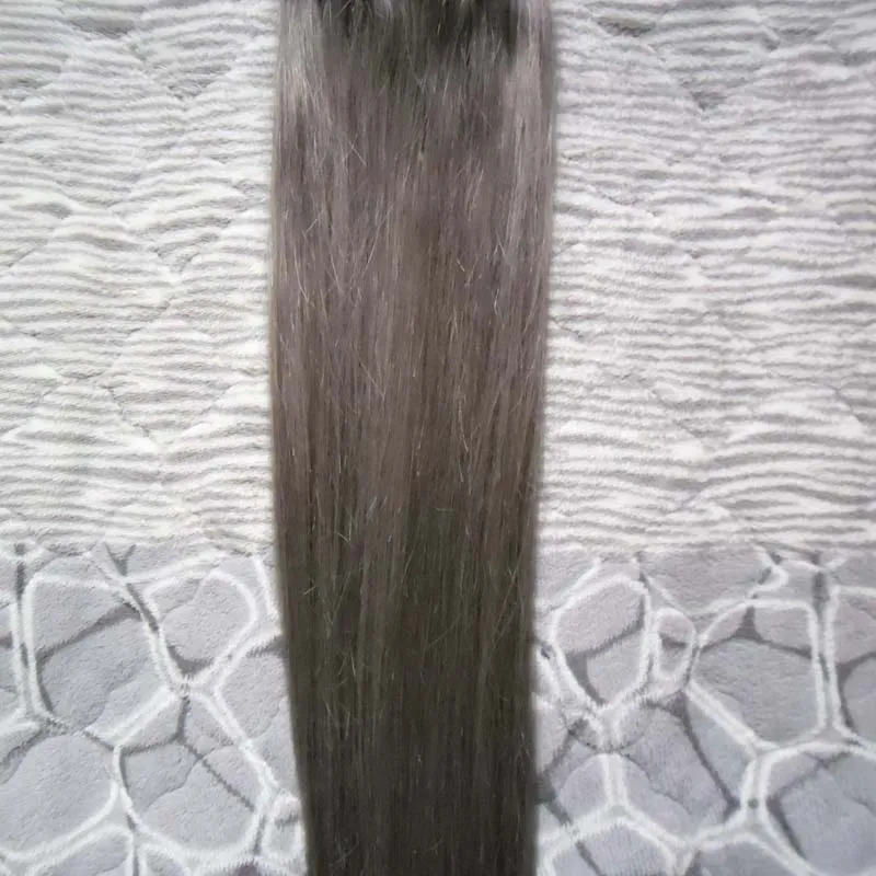 Cinza prata Micro anel extensões de cabelo 100g micro link extensões de cabelo humano Em Linha Reta brasileiro extensões de cabelo micro talão 100s