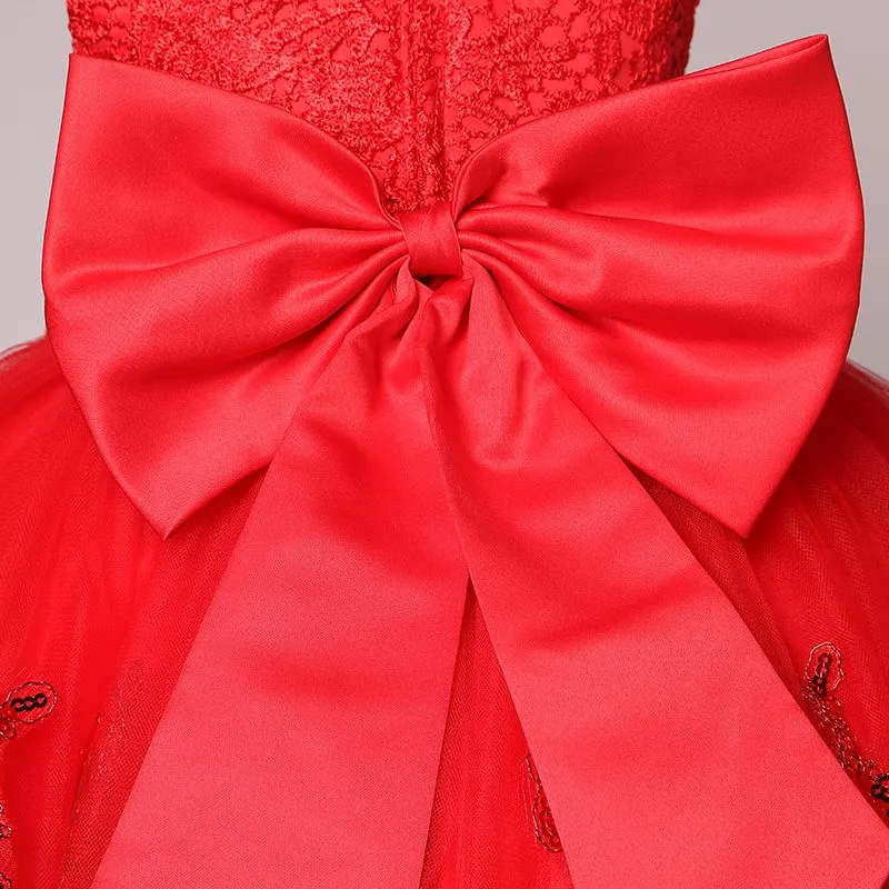 Vestido de boda Formal a la moda para recién nacido, patrón de lazo para niña pequeña, 1 año, fiesta de cumpleaños, vestido de bautismo, ropa