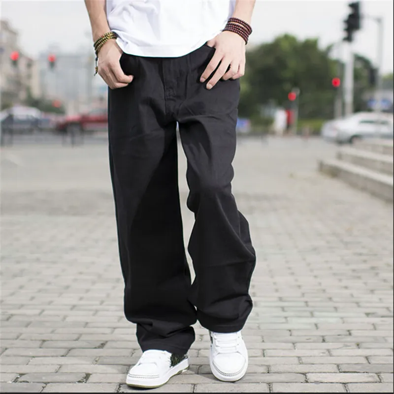 Black Hip Hop Jeans Baggy Style Loose Pants For Boys, Hiphop Style