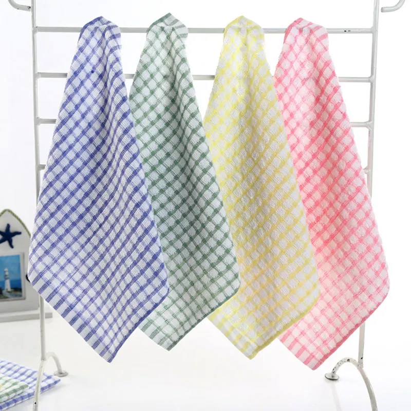 New Kitchen Dish Towels Cotton Soft Microfibre Double-sided Absorbent Non-stick oil Wash Bowl Towels Kitchen Cleaning Cloth 28*40cm WX9-22